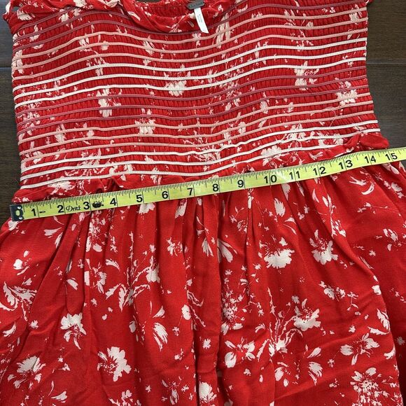 Free People Color My World Jumpsuit Red White Floral Wide Flare Size XS Coastal - Picture 4 of 16